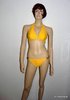 Supersexy gelber Brazil Bikini Beachwear Tanga mit Holzperlen-Optik Größe 34/36